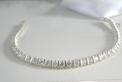 Sterling Silver 925 Cubic Zirconia Bar Link Tennis Bracelet 7.5″