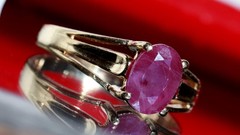 10k yellow gold sz 4.5 ring 0.80ct natural, treated ruby solitaire 1.47gr Nissko