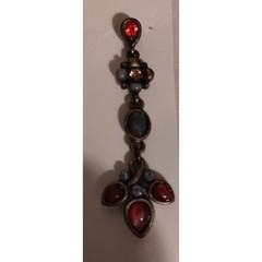 Vintage Dangle Earrings Red Green Yellow Blue White Rhinstones