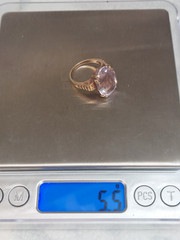 VTG/ATQ ELEGANT 10K SOLID YELLOW GOLD LARGE LILAC AMETHYST RING SZ 6