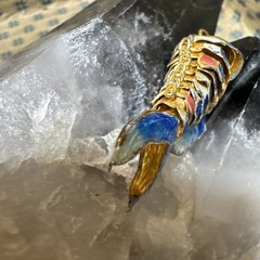 Vintage Koi Fish Cloisonne Blue White Pink Articulated Enamel Ornament Pendant