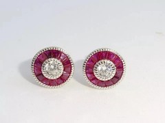 Art Deco Style Lab Created Diamond Wedding Anniversary 14K White Gold FN Earring
