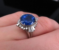 GIA 5.14ct Cornflower Blue Sapphire & 0.69ct Diamond Platinum Ring, Size 5.75