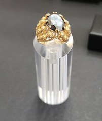 Vintage 18k Gold Ornate Hematite Size 4 ring 1960’s Corletto Italy 7.1 Grams