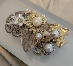 VTG Brooch Signed NANCY RUNYON YOST Mixed Metal Rare (Looks Like Mirium Haskell)