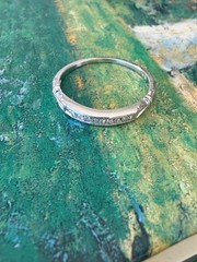 ANTIQUE ART DECO 1920’S NATURAL DIAMOND BAND RING 14K WHITE GOLD SIZE 4.5