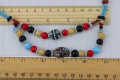 Glass & Metal Bead Necklace, Double Strand, 39gr