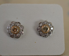 Antique Platinum and Diamond Stud Earrings 3.8 Gr
