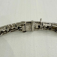 Antique 1925 Art Deco Sapphire and Old Cut Diamond Bracelet Platinum