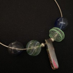 STUDIO ARTISAN HAND MADE ESTATE STERLING SILVER & HAND BLOWN GLASS NECKLACE 16”