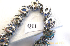 RARE VTG CORO BLUE RIBBED AB GLASS RHINESTONE NECKLACE BROOCH EARRINGS SET