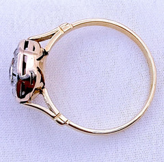 Vintage 18ct Yellow Gold Sapphire Diamond Ring Art Deco Octagonal Size 8