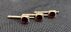VINTAGE SET OF 3 SWANK RED SQUARE GOLD TONE SHIRT STUDS!