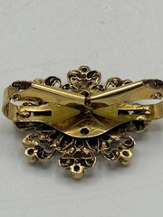 Moroccan 10 Francs Coin Scarf Clip Gold Tone Filigree Vintage Morocco