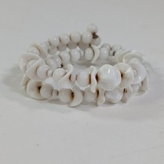 Vintage Milk Glass Bracelet 2 Strand Memory Wire Bracelet