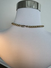 Vintage 1974 Mimi Di N Gold Tone Textured Heart Pendant Bead Necklace Signed