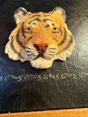 Vintage Tiger Brooch Pin Resin 1990 Detailed Animal Figural Africa Safari