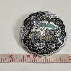Antique 1900s Persian Middle Eastern Enamel Painted Pin Brooch Peacock Deer
