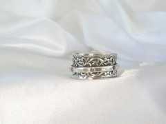 Vintage Sterling Silver 925 Natural Amethyst Spin Spinning Vine Ring 9.5