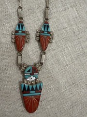 Vintage Signed Ola Eriacho Zuni Sterling Silver Necklace