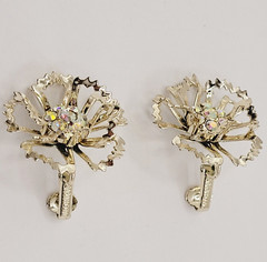 Sarah Coventry Allusions AB Crystal Gold Tone 1968 Clip On Earrings & Brooch Set
