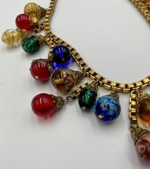VTG Museum Of Modern Art MMA Murano Glass Bead Necklace Gold Tone USA Flaw