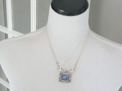 Sterling Silver 925 Natural Kyanite Iolite Art Nouveau Style Necklace 18″