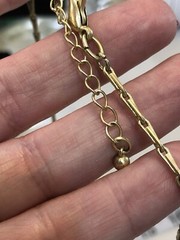 Unique Statement Gold Tone Necklace with Pendant Wood Rhinestone Dangle Boho Art
