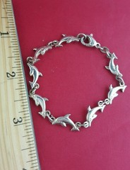 VINTAGE STERLING SILVER 925 SINGED DOLPHIN BRACELETES 9.6GRAMS