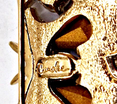 Vintage 80’s Signed Carolee Teal Green Crystal Butterfly Moth Brooch Pin Figural