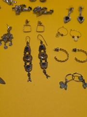 22 Pairs MCM Retro Vintage Fun Pierced Earrings Rhinestones Faux Pearls Beaded