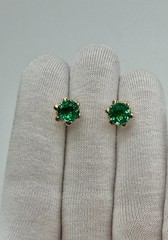 USSR Vintage Original Emerald (lab. made) Rose Gold Stud Earrings 583 14K 3,11 g