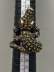 Vintage Alligator Crocodile Adjustable Ring Multi Colored Rhinestones