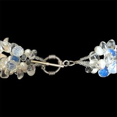 Vintage Unsigned Lucas Lameth 925 Sterling Silver 3 Strand Beaded Necklace Blue