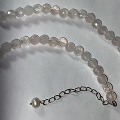 Necklace Choker Rose Quartz Cultured 7mm Pearl Sterling Italian Unused Faceted