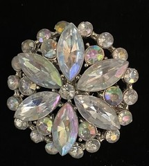 VTG Brooch Aurora Borealis Crystal Rhinestones Starburst Flower statement