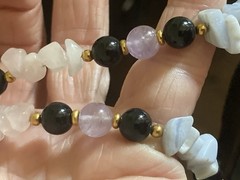 Lee Sands Necklace Large Flower Inlaid Mother Of Pearl Abalone Gemstone 20″
