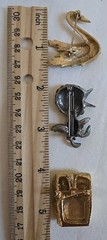 Vintage Brooches Lot And One Vintage Cast Iron Heart Clip