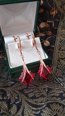 Vintage 1990s 14 Ct Rolled Gold Ruby / Zircons Earrings-Hallmarked 585 RG.