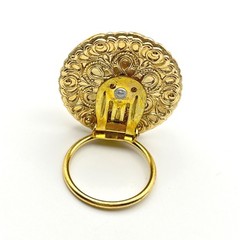 Vintage W Germany Gold Tone Filigree Floral Scarf Clip Ring Scalloped 1.25 Inch