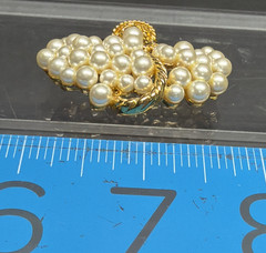 Vintage NAPIER Basket Brooch Gold Tone Filigree Faux Pearl Bouquet Basket Pin