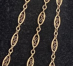 Vtg 14k Gold Vermeil Sterling Silver Triple Strand Filigree Link Necklace 19”