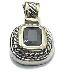 Vintage Twisted Cable Renaissance 2-Tone Black Onyx Cubic Zirconia Pendant