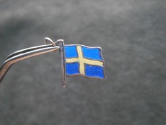 Sweden Flag Vintage Bernhard Hertz 900 Silver Enamel Bracelet Charm Pendant 1.1g