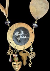 OOAK Sarah Jane Assemblage Necklace~Amethyst Chips~Ballet~1990s