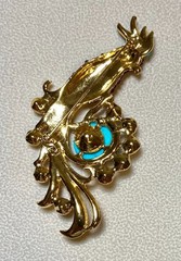 AUTHENTIC SWOBODA COCKATOO BROOCH ~ TURQUOISE, GARNET, CORAL ~LOVELY!