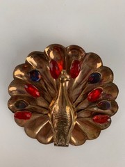 Vintage Retro Gold Tone Sterling Peacock Brooch 62 x 58 mm N666