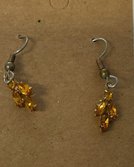 Used Vintage Gold Tone Earrings with faux Topaz Dangle stones