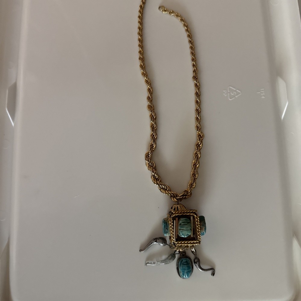 EGYPTIAN Revival NECKLACE scarab Vintage