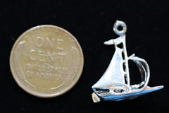 Vintage Sterling Silver 3D Sailboat Adventure Freedom Exploring Charm Pendant